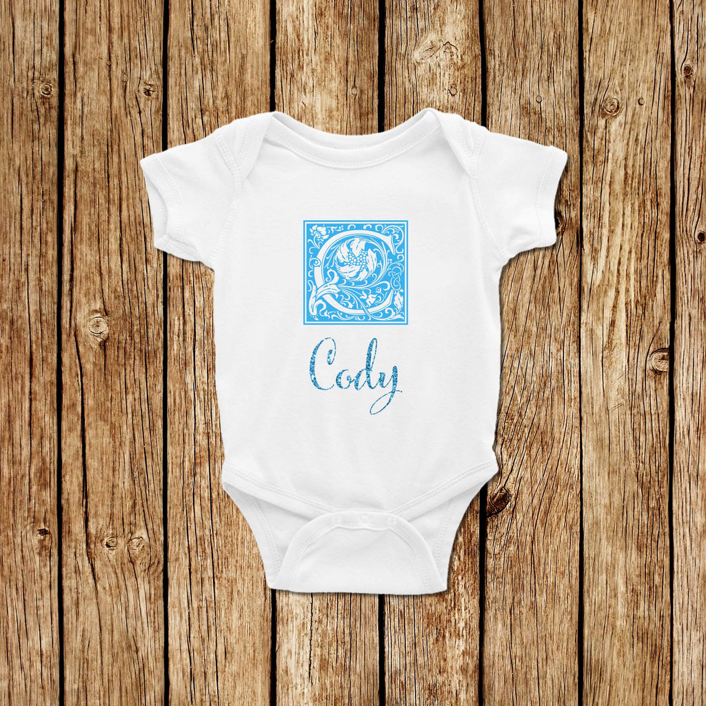 Monogram in Blue - Baby Onesie - Love my Goodies