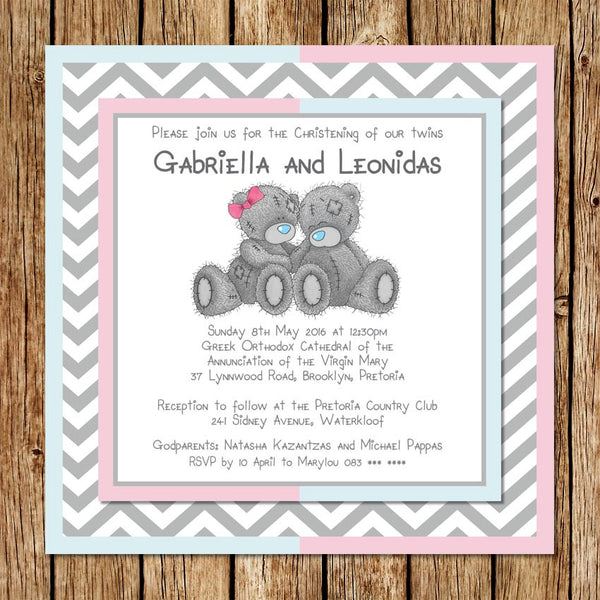 Tatty Twins Christening Invitation - Love my Goodies